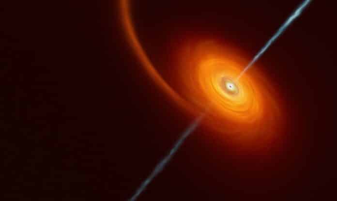 Artist’s impression of a black hole swallowing a star