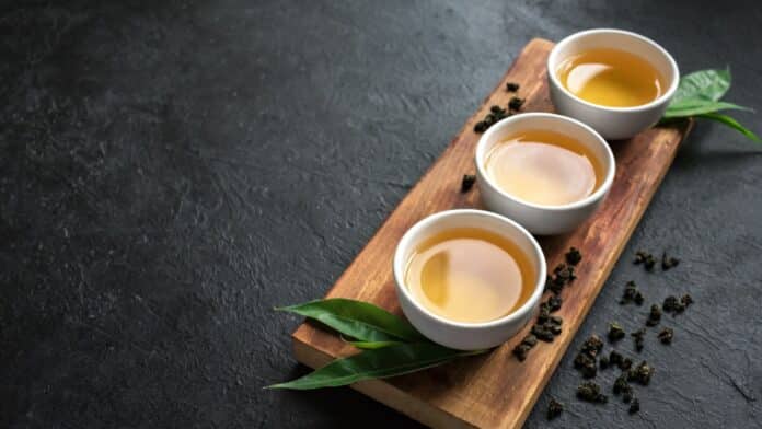 Image showing green tea in three cups