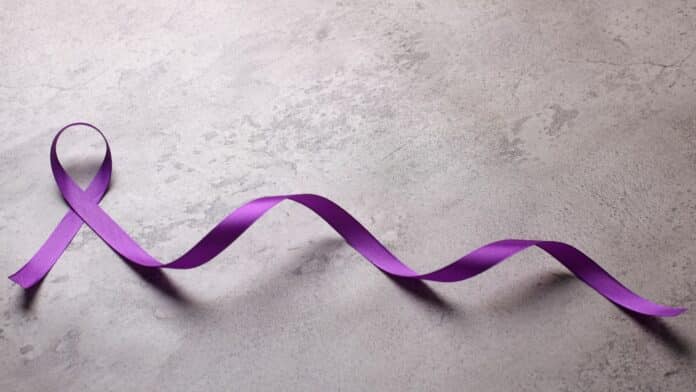 Purple ribbon for pancreatic cancer