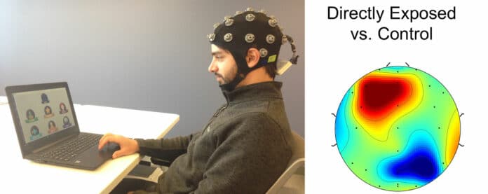 Wireless EEG recording setup and group averaged ERP scalp topographies