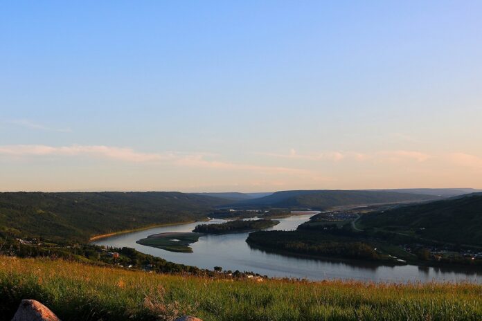 Image showing A view of the Peace River in northern.