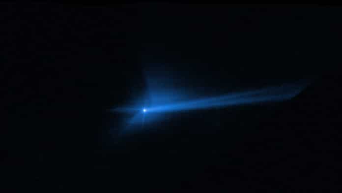 Hubble captures DART asteroid impact debris (clean)