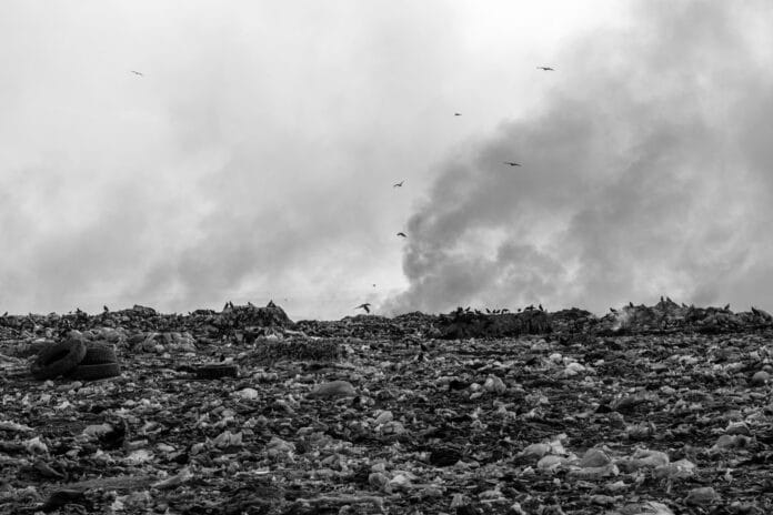 Image showing burning landfills, smitting methane