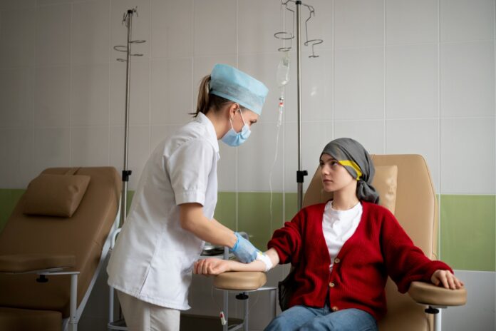 Image showing patient getting chemotherapy treatment.