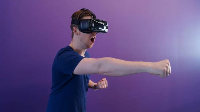 Image showing a man wearing virtual reality