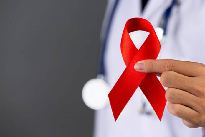 Image showing red ribbon indicating HIV