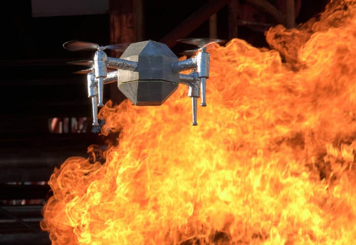 FireDrone can collect and forward data from the scene of a fire during a fire mission, even in extremely hot conditions.