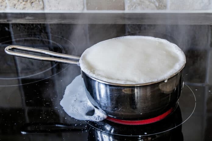 milk boiling in a pot