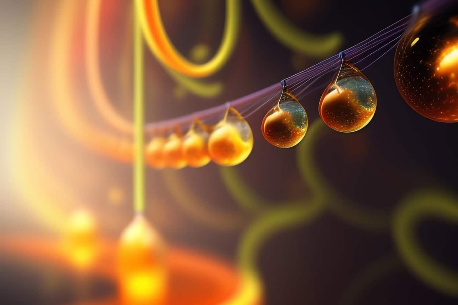 Image showing a bunch of drops of liquid that are on a string