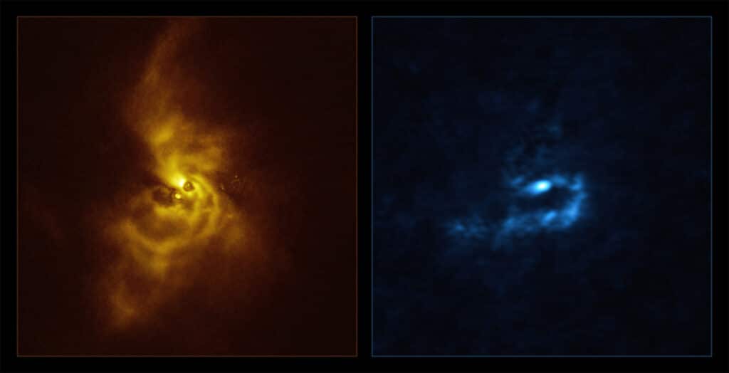 SPHERE and ALMA images of material orbiting V960 Mon