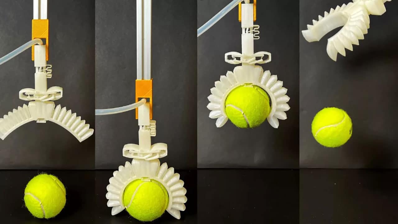 This 3D printed soft robotic gripper doesn’t need any electronics to work.