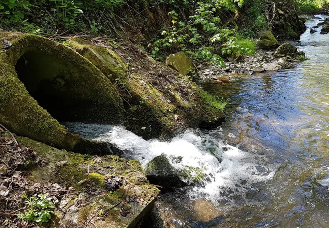 Image showing Treated wastewater is discharged into a nearby stream.