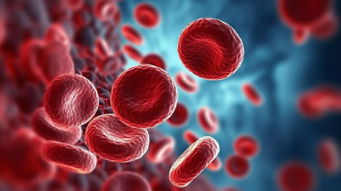 Blood cells in the body erythrocytes closeup Blood cells Generative ai