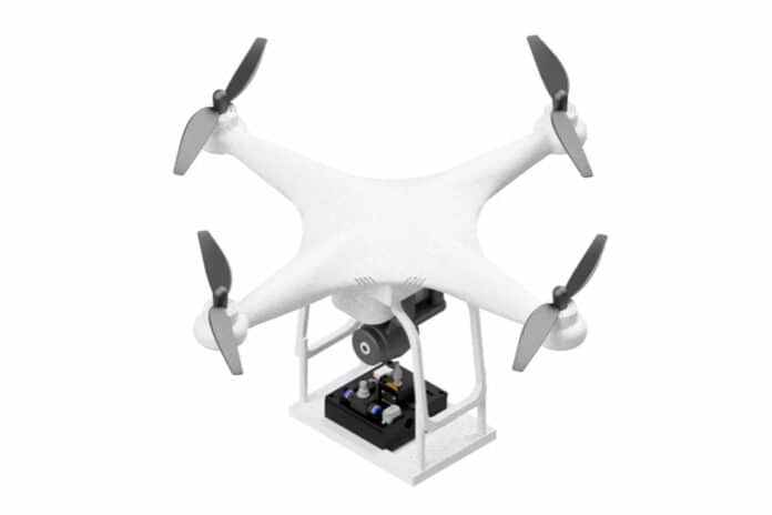 This modified quadcopter drone can detect and analyze hydrogen sulfide gas while in the air.