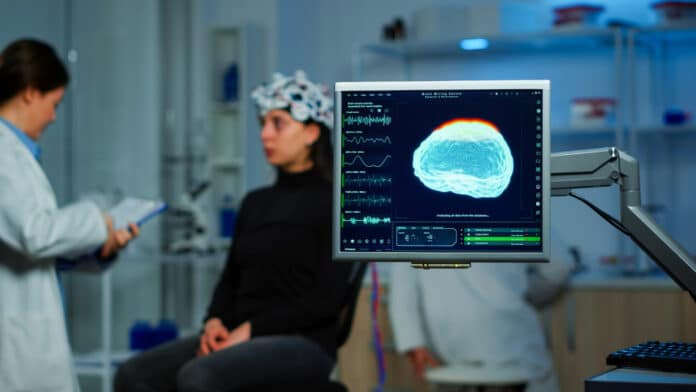 Image showing doctor analysing patient's nervous system
