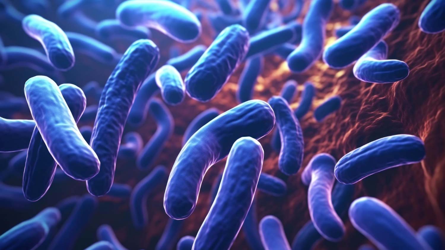 An ultrarealistic closeup scientific image of microbiota colonies