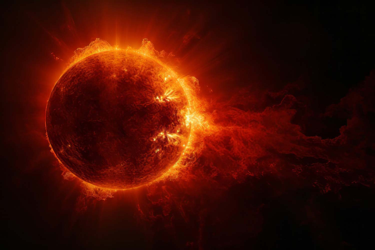 3d view of the sun in space