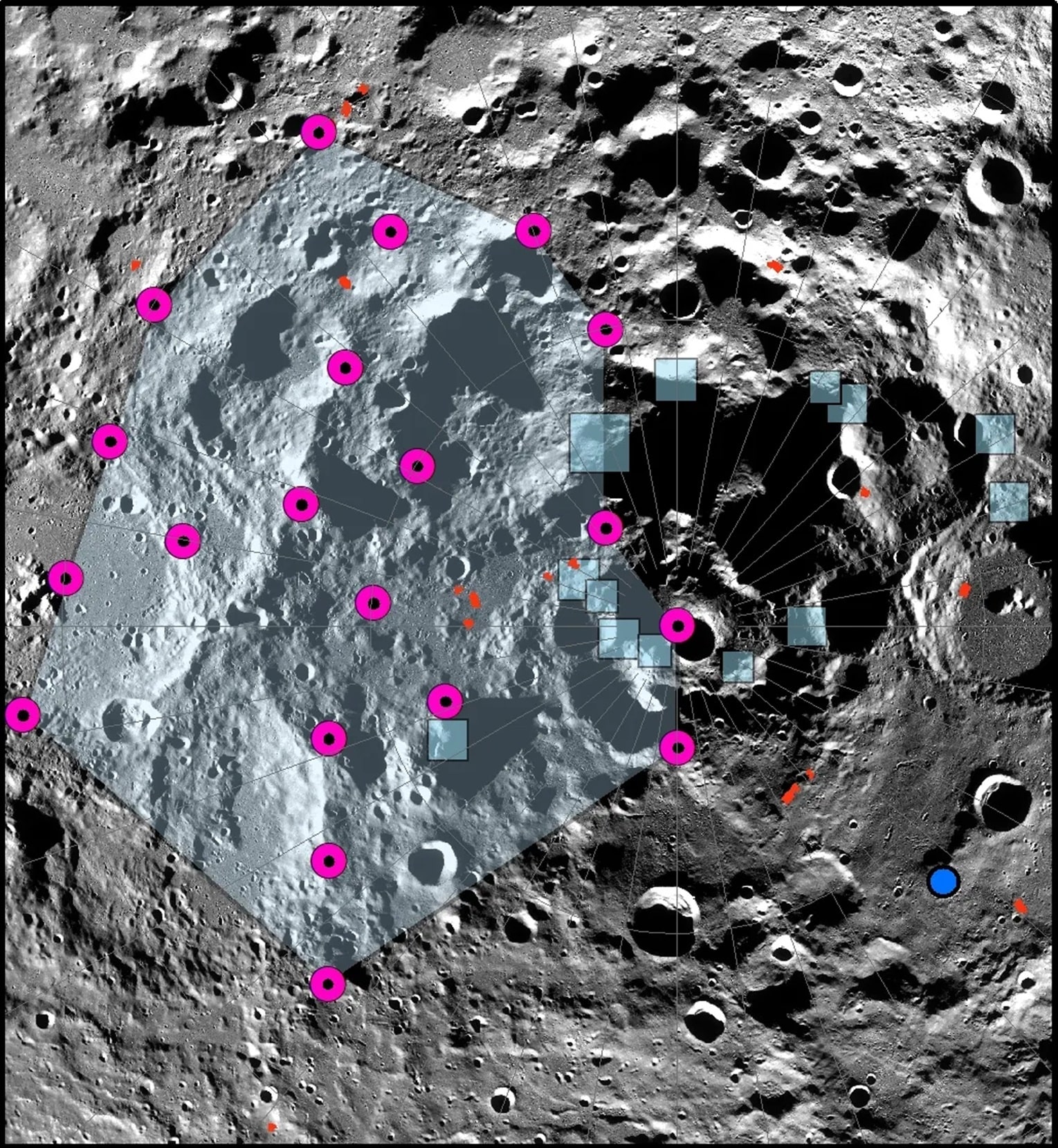 The epicenter of one of the strongest moonquakes