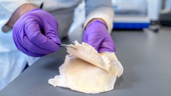 Image showing Nanofiber-coated cotton bandages.
