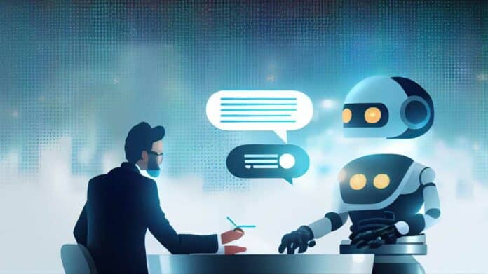 AI chat bot chat with businessman