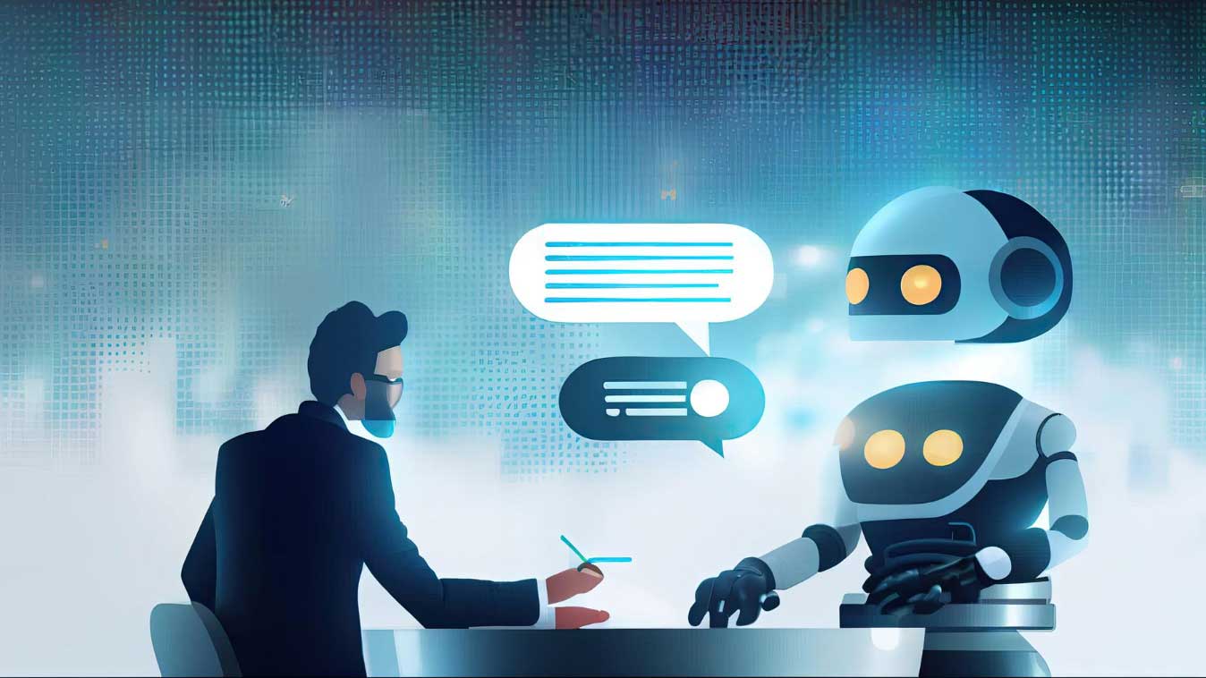 AI chat bot chat with businessman