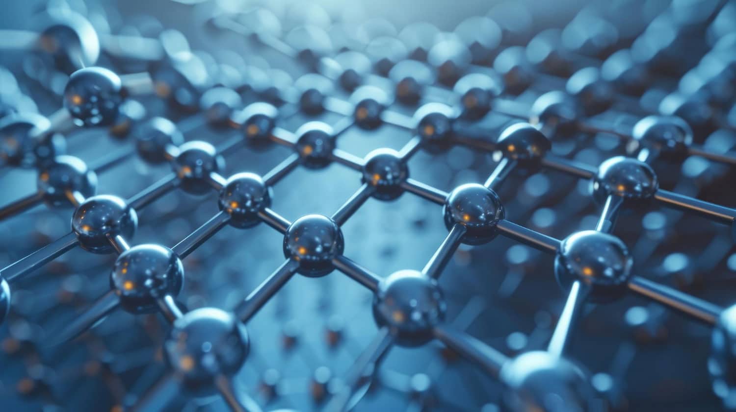 A 3D illustration of molecules made of graphene