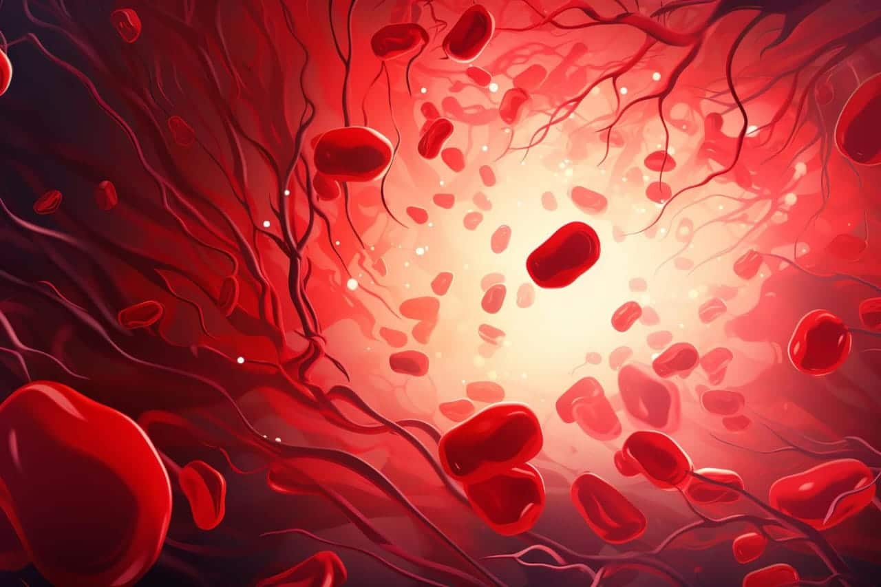 Illustration of Creative vector illustration of artery red blood white background Generative.