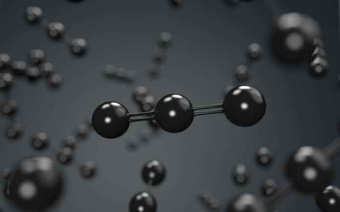 Science with black molecule or atom background