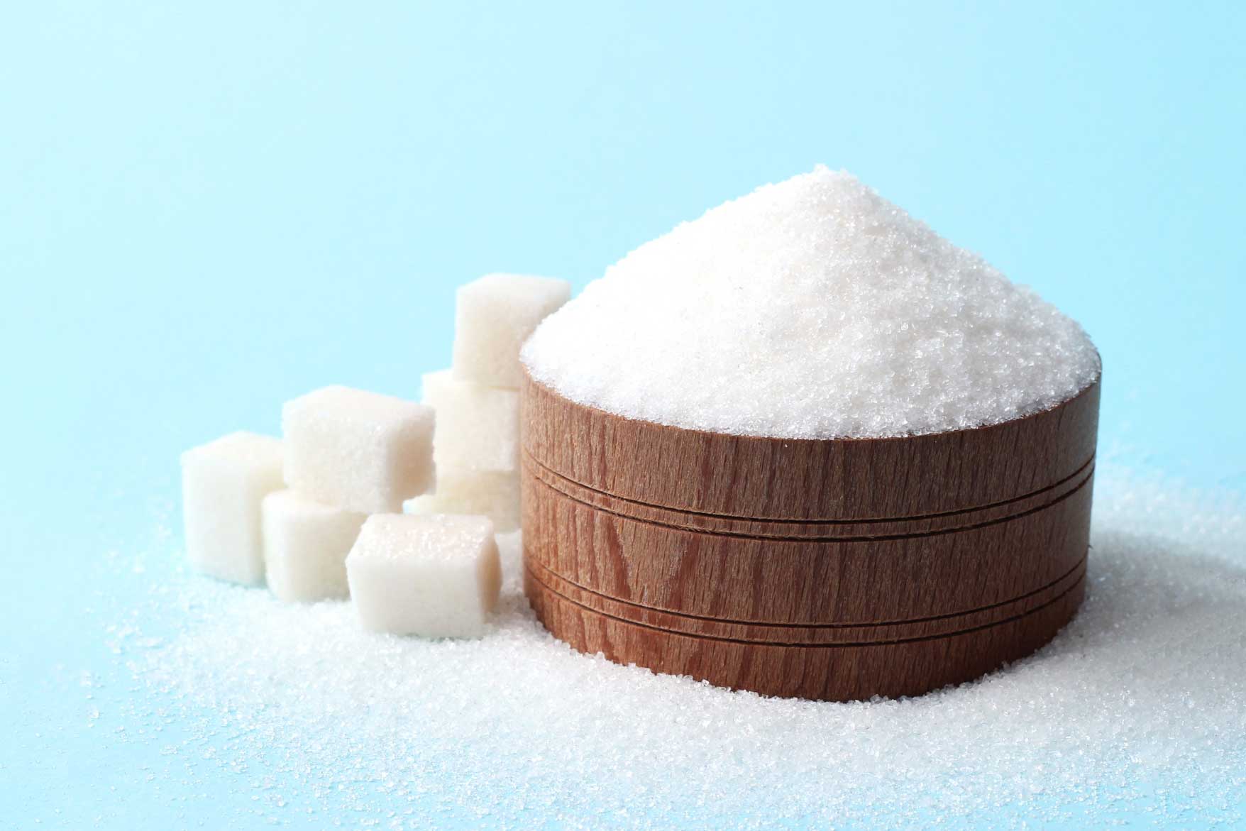 Refined sugar on a colored background