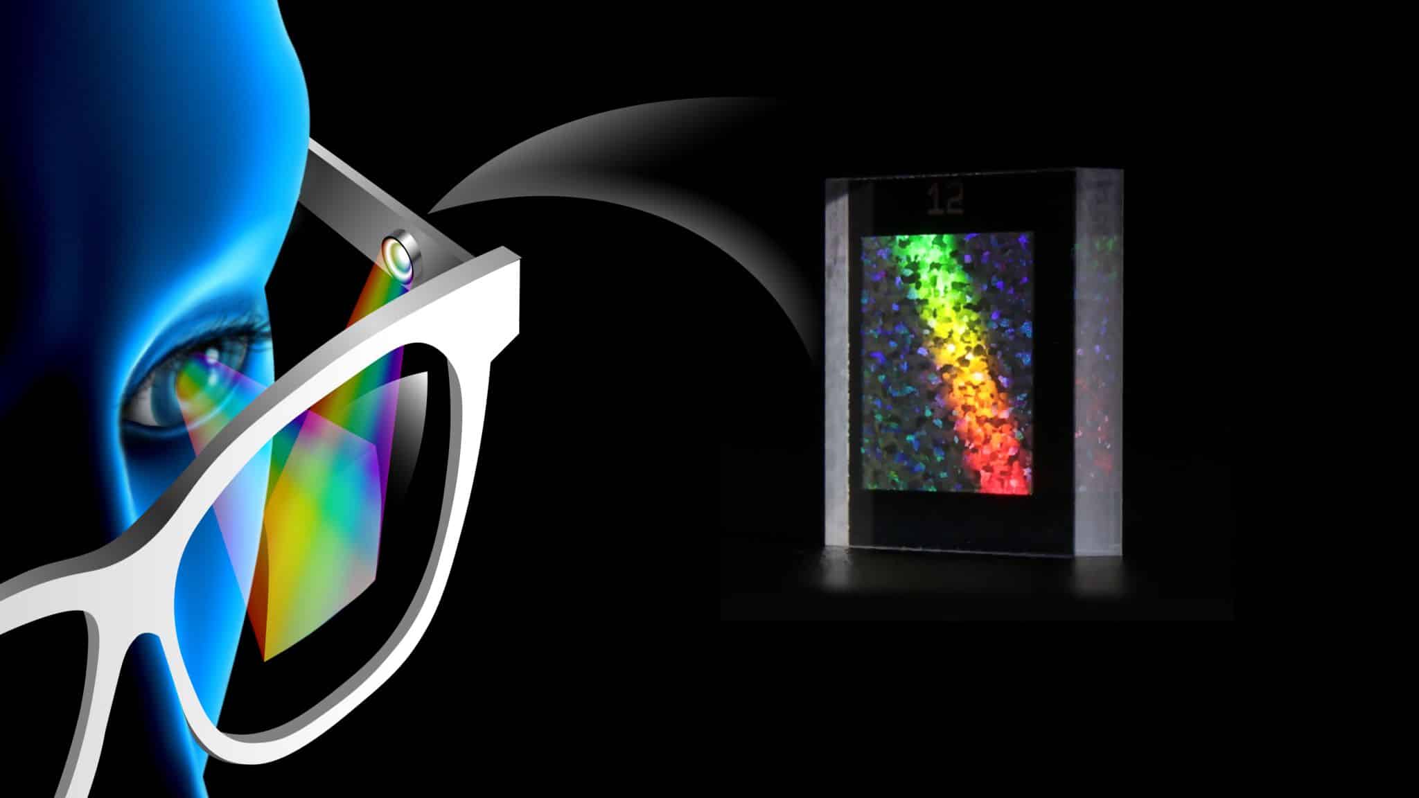 a tiny optical device that makes holographic images larger and clearer