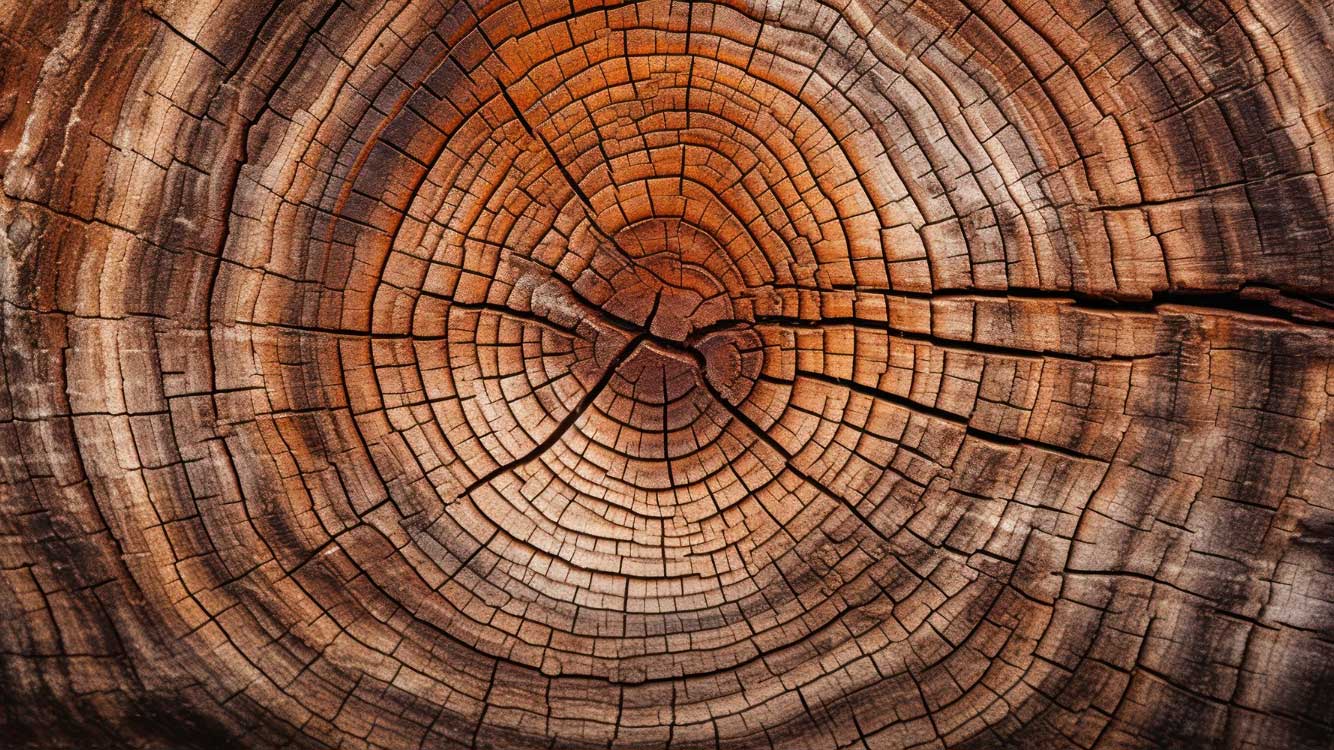 The intricate rings of a tree trunk