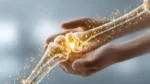 bone healing Human hand gently holding a glowing digital representation